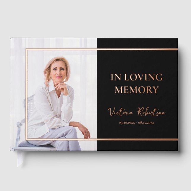 Rememberance Keepsake Modern  Memorial Funeral Guest Book (Front)