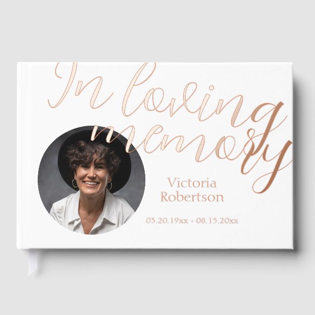 Rememberance Keepsake Modern  Memorial Funeral Guest Book (Front)