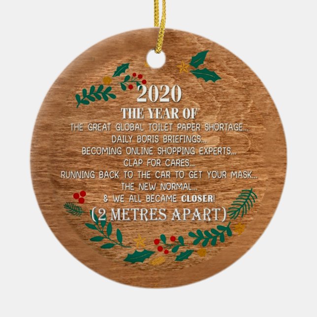 Remembering 2020 Christmas keepsake Ceramic Tree Decoration (Front)