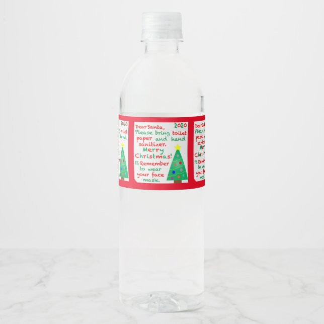 Remembering 2020 Christmas Water Bottle Label (Front)
