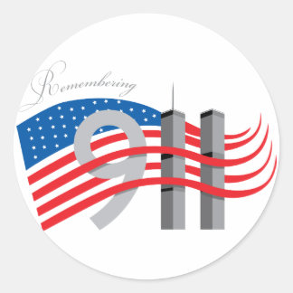 Remembering 911 customisable designs classic round sticker