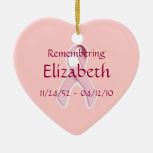 "Remembering____" Breast Cancer Awareness Ribbon Ceramic Tree Decoration