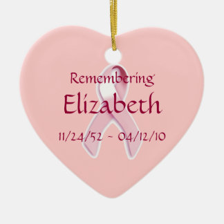 "Remembering____" Breast Cancer Awareness Ribbon Ceramic Tree Decoration