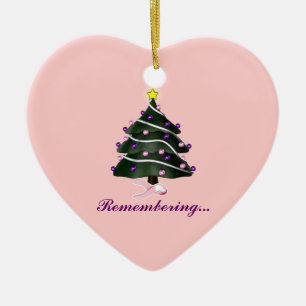 "Remembering.." Christmas Tree/Breast Cancer Aware Ceramic Tree Decoration