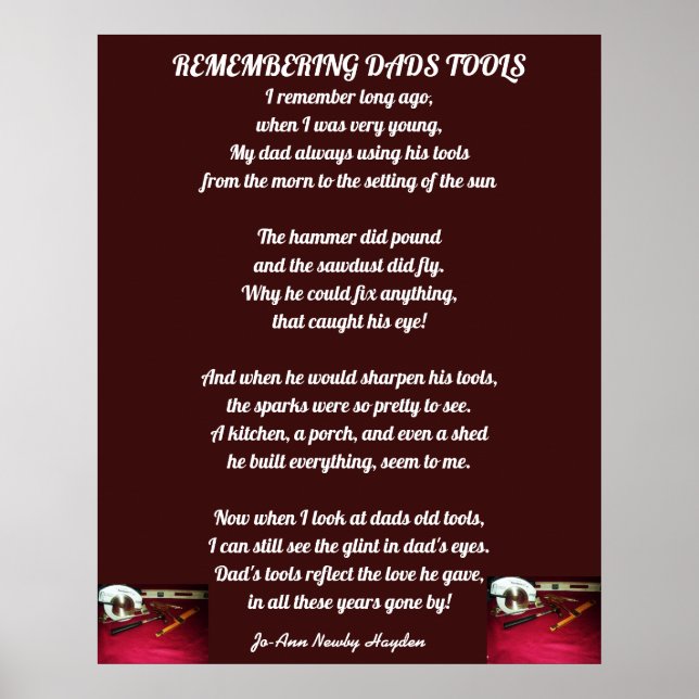 REMEMBERING DADS TOOLS POEM poster (Front)