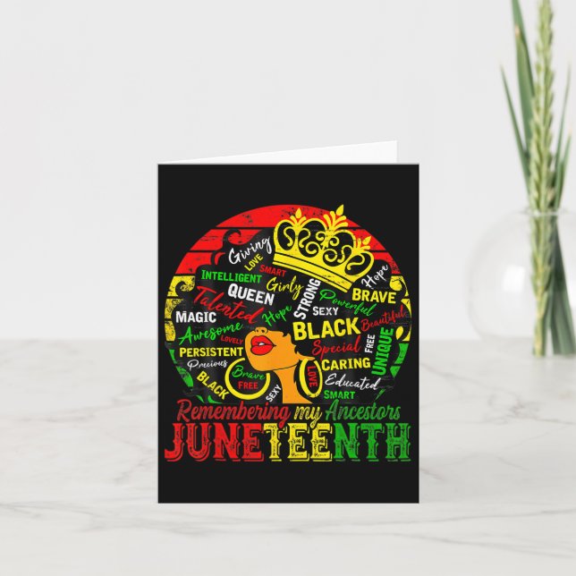 Remembering My Ancestors Juneteenth Celebrate Blac Card (Front)