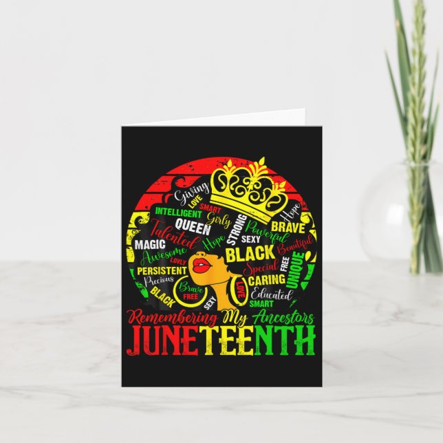 Remembering My Ancestors Juneteenth Celebrate Blac Card (Front)