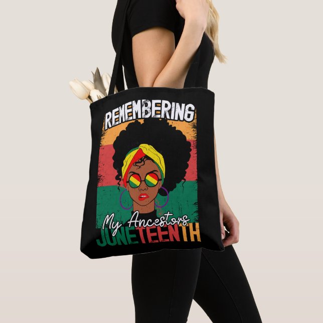 Remembering My Ancestors Juneteenth Freedom Day Tote Bag (Close Up)