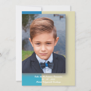 Remembering My First Communion in Blue and Beige Holiday Card