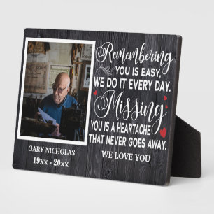 Remembering You Memorial Quote Personalised Photo Plaque