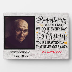Remembering You Memorial Quote Personalised Photo Plaque