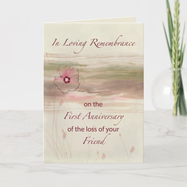 Remembrance 1st Anniversary of Loss of Friend  Card (Front)