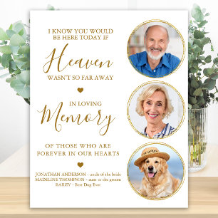 Remembrance 3 Photo Gold Heaven Wedding Memorial Poster