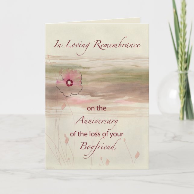 Remembrance Anniversary of Loss of Boyfriend  Card (Front)