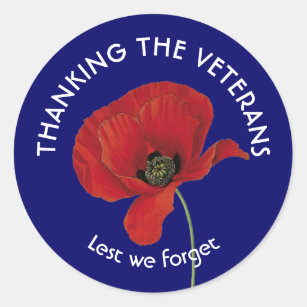 Remembrance   Armistice Day   VETERANS   Poppy Classic Round Sticker