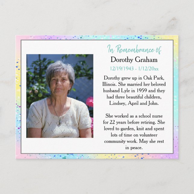Remembrance Card for Funeral Or Memorial Keepsake (Front)