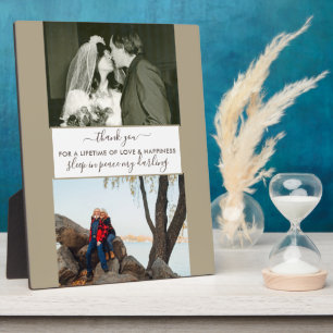 Remembrance Custom 2 Photo Beige Brown Plaque