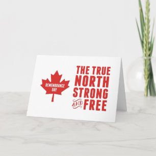 Remembrance Day, Nov 11, Canada, Strong and Free Card