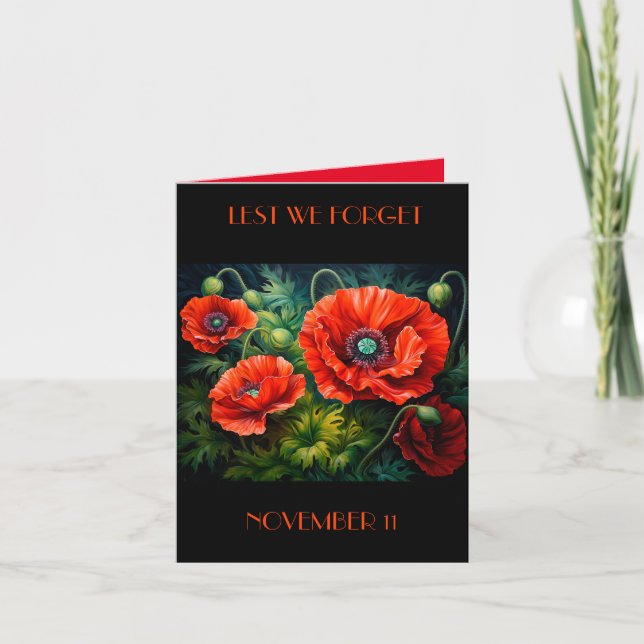 Remembrance Day Poppies. Editable Card (Front)