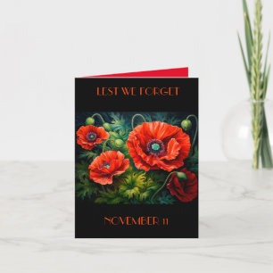 Remembrance Day Poppies. Editable Card