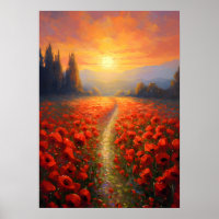 Remembrance Day - Poppy Field with Poppy Flowers