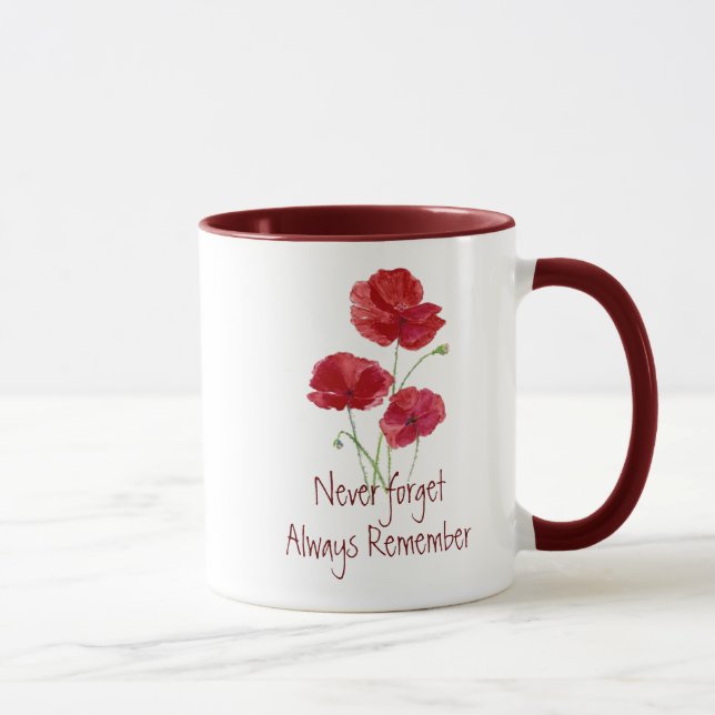 Remembrance Day Red Poppy Memorial Day Mug (Right)