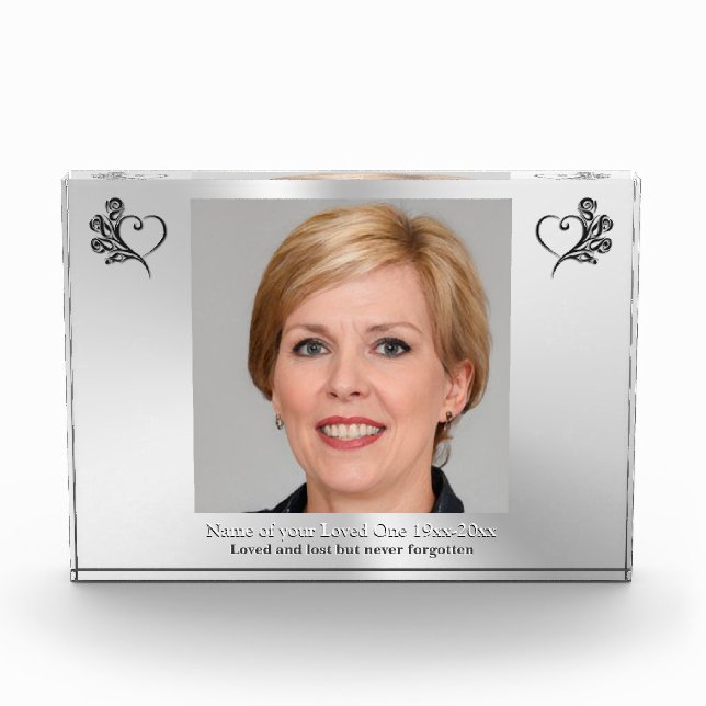 Remembrance for Loved One, Heart and Roses, Photo (Front)