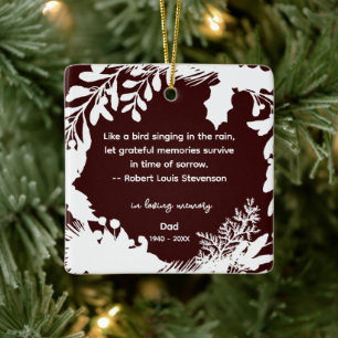 Remembrance Grateful Memories Quote Greenery Photo Ceramic Ornament