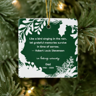 Remembrance Grateful Memories Quote Greenery Photo Ceramic Ornament