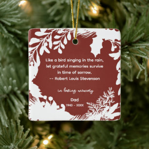 Remembrance Grateful Memories Quote Greenery Photo Ceramic Ornament