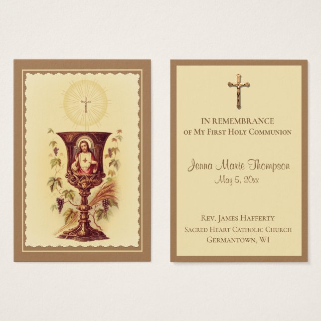 Remembrance Holy Card Chalice First Holy Communion (Front & Back)