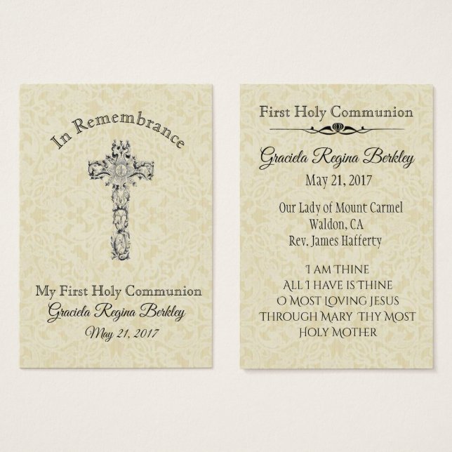 Remembrance Holy Card Child First Holy Communion (Front & Back)