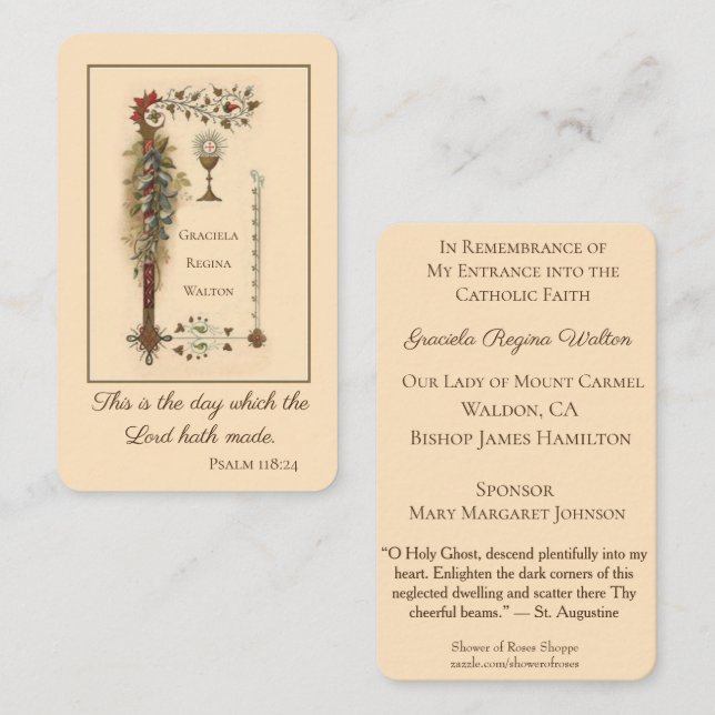 Remembrance Holy Cards Profession Faith RCIA (100) (Front/Back)