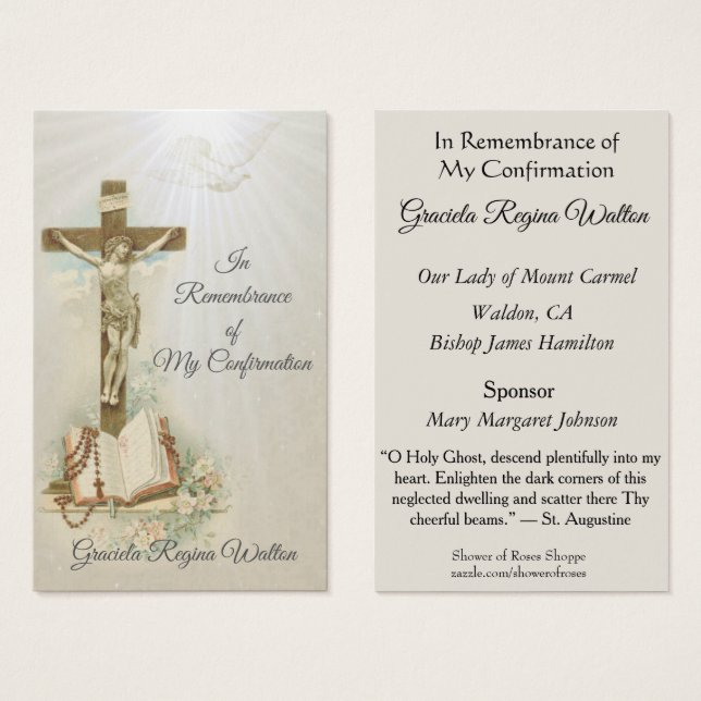 Remembrance Keepsake  Sacrament Confirmation Card (Front & Back)