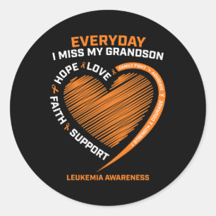 Remembrance Loving Memory Of My Grandson Leukemia  Classic Round Sticker