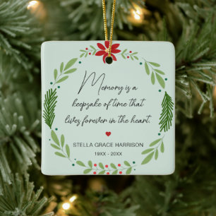 Remembrance Memory Is A Keepsake Greenery Photo Ceramic Ornament