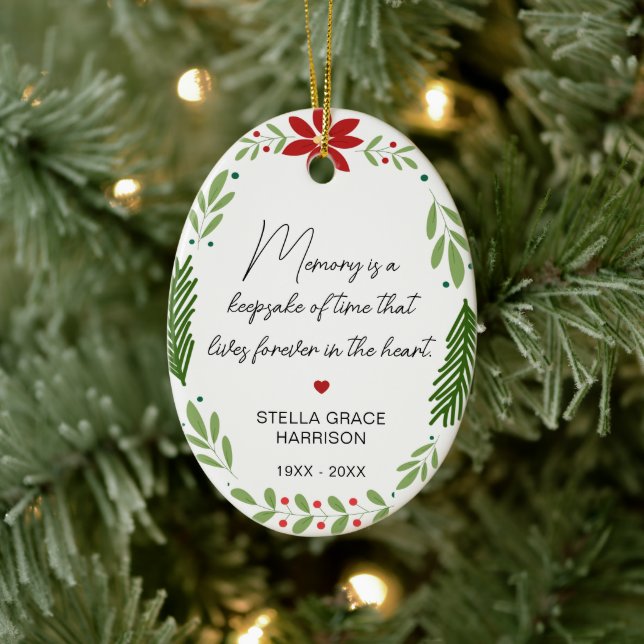 Remembrance Memory Is A Keepsake Greenery Photo Ceramic Tree Decoration (Tree)