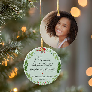Remembrance Memory Is A Keepsake Greenery Photo Ceramic Tree Decoration