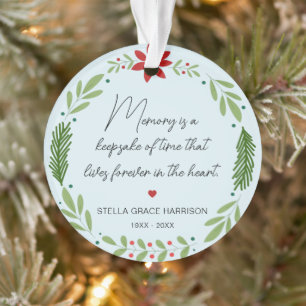 Remembrance Memory Is A Keepsake Greenery Photo Ornament
