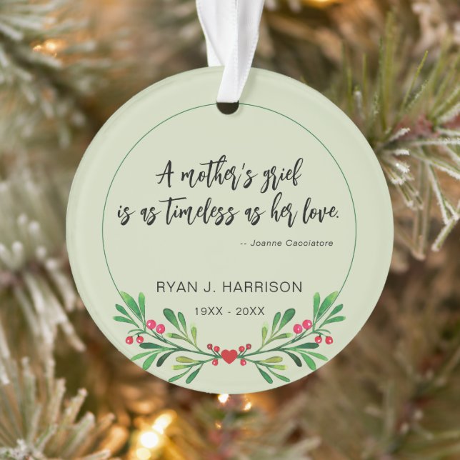 Remembrance Mother's Grief Greenery Photo Keepsake Ornament (Tree)