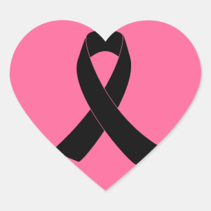 Remembrance, Mourning Black Awareness Ribbon Heart Sticker