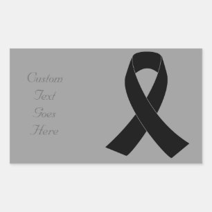 Remembrance, Mourning Black Awareness Ribbon Rectangular Sticker