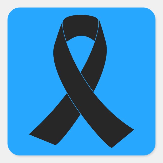Remembrance, Mourning Black Awareness Ribbon Square Sticker (Front)