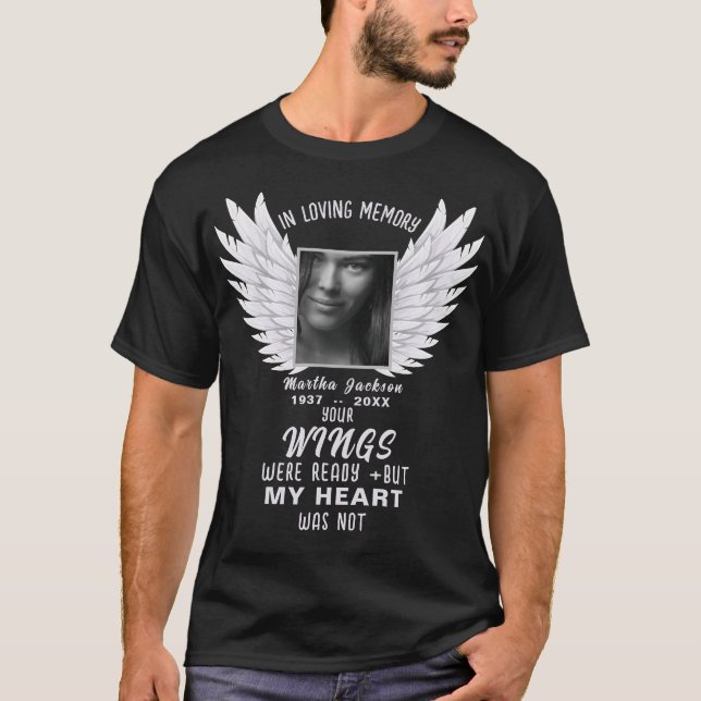 Remembrance Photo & Angel Wings Memorial T-Shirt (Front)