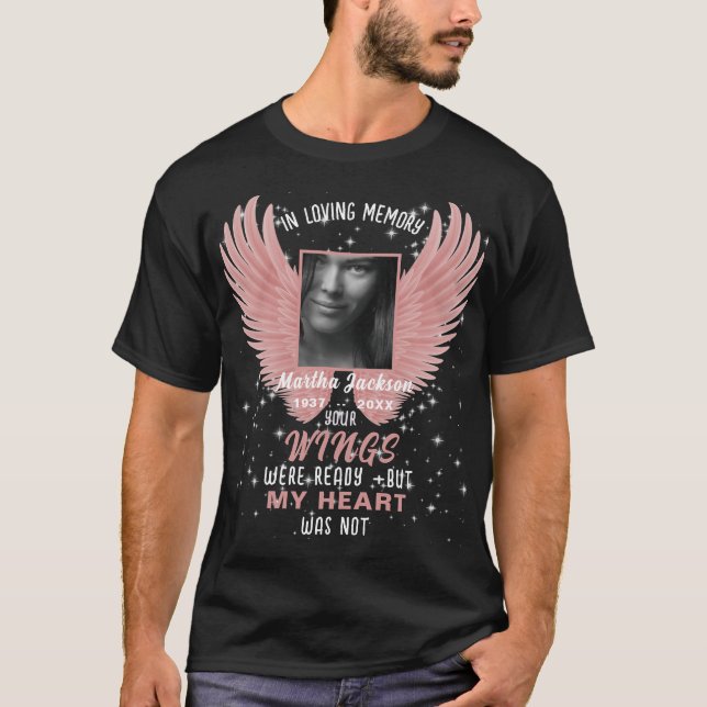 Remembrance Photo & Angel Wings Memorial T-Shirt (Front)