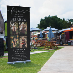 Remembrance Photo Collage Forever in Our Hearts Retractable Banner