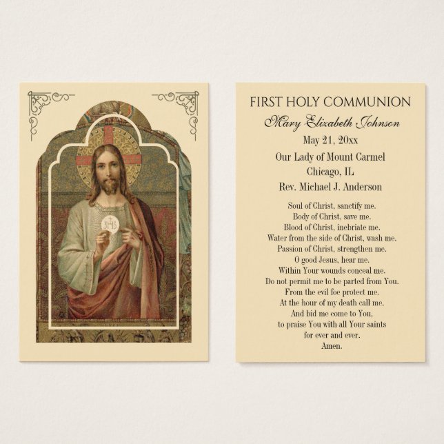 Remembrance Prayer Card for First Holy Communion (Front & Back)