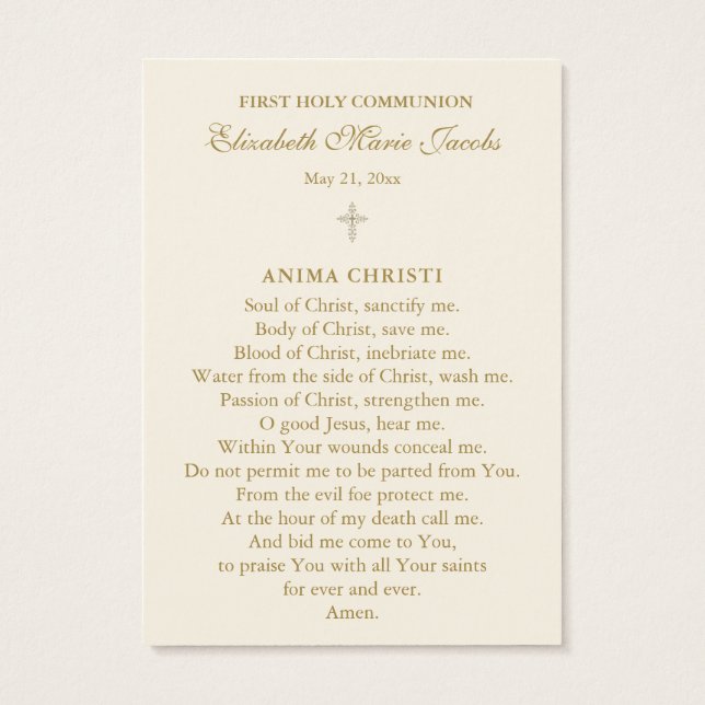 Remembrance Prayer Card for First Holy Communion (Back)