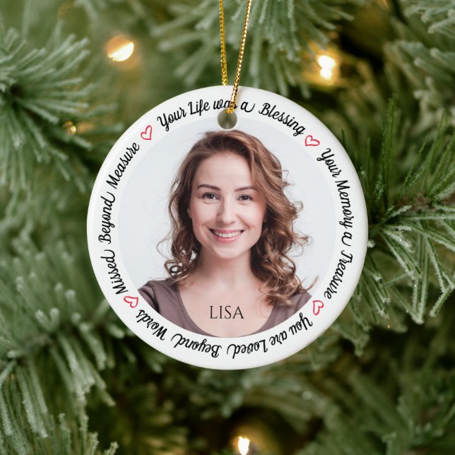 Remembrance Sympathy Keepsake Memorial Photo  Ceramic Tree Decoration (Tree)