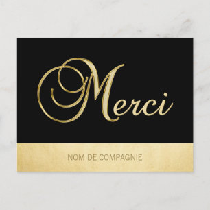 Remerciement MERCI Affaires Or Noir avec LOGO Postcard